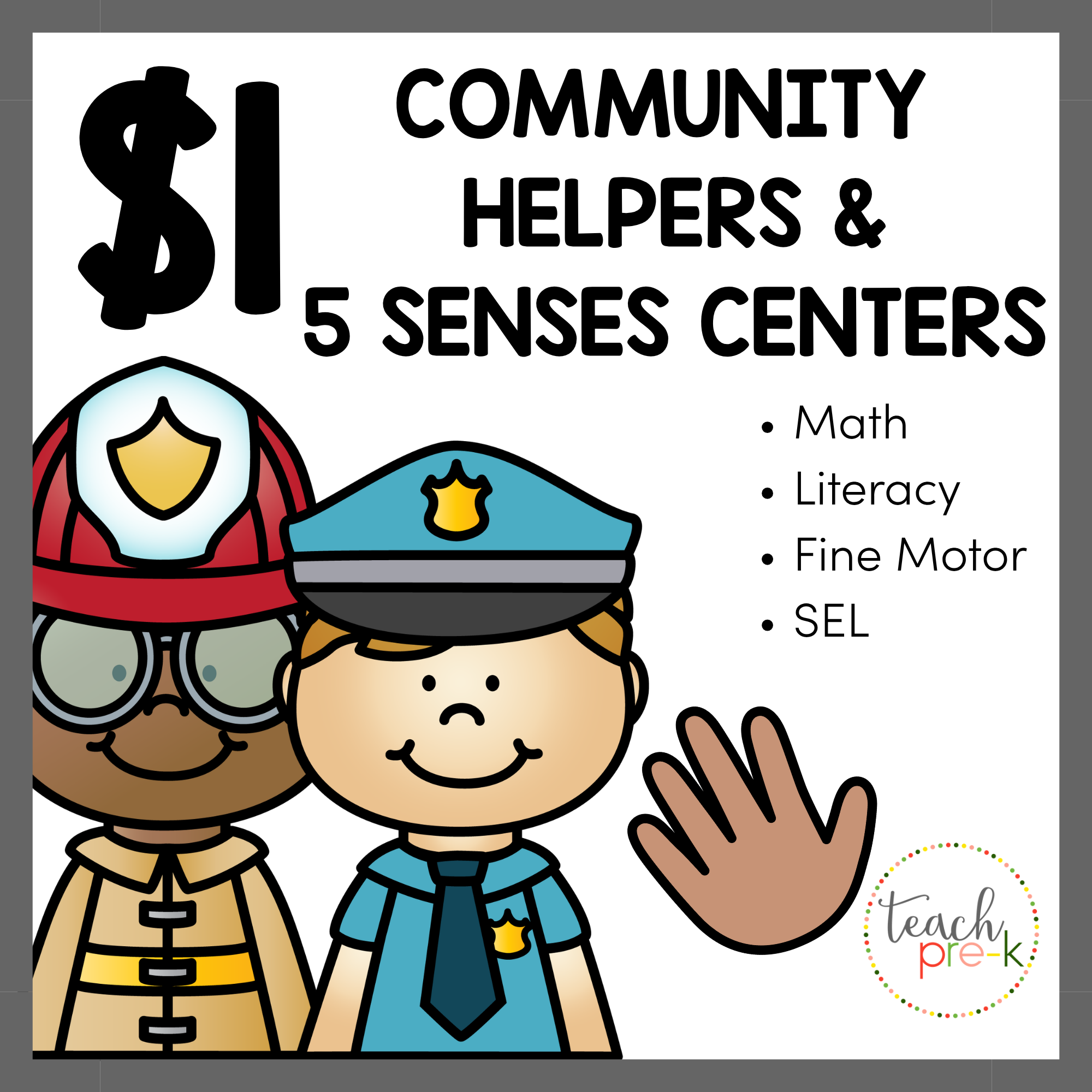 $1 Community Helpers & 5 Senses Centers