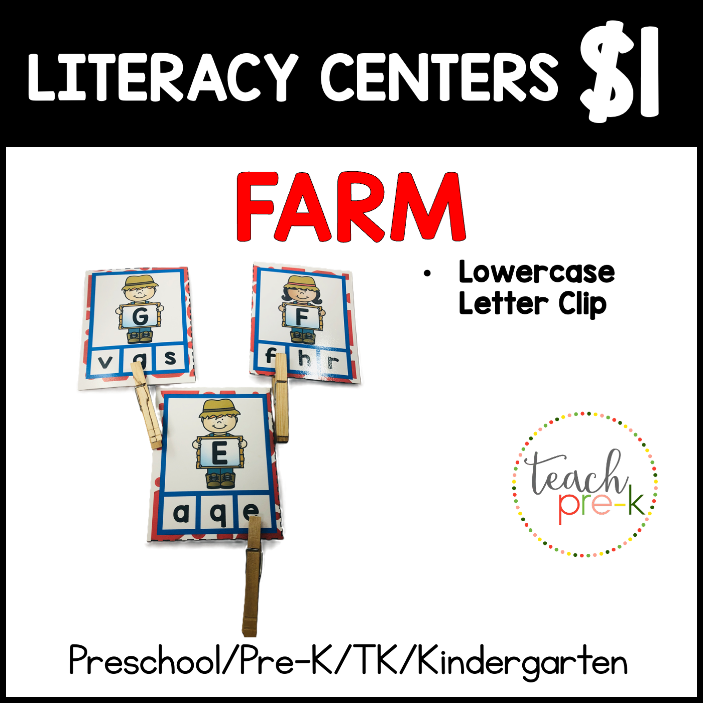 Farm Literacy Centers/Lowercase Letter Clip-Farmers