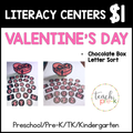 Valentine's Day Literacy Centers/Chocolates & Box Upper & Lowercase Letter Sorting