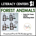 Forest Animals Literacy Centers/Owls In Trees Letter Matching Mats