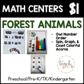Forest Animals Math Centers/Spin, Graph & Count Colorful Acorns, & Owl Number Order