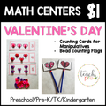 Valentine's Day Math Centers/Counting Cards For Manipulatives, & Valentine Bead Flags