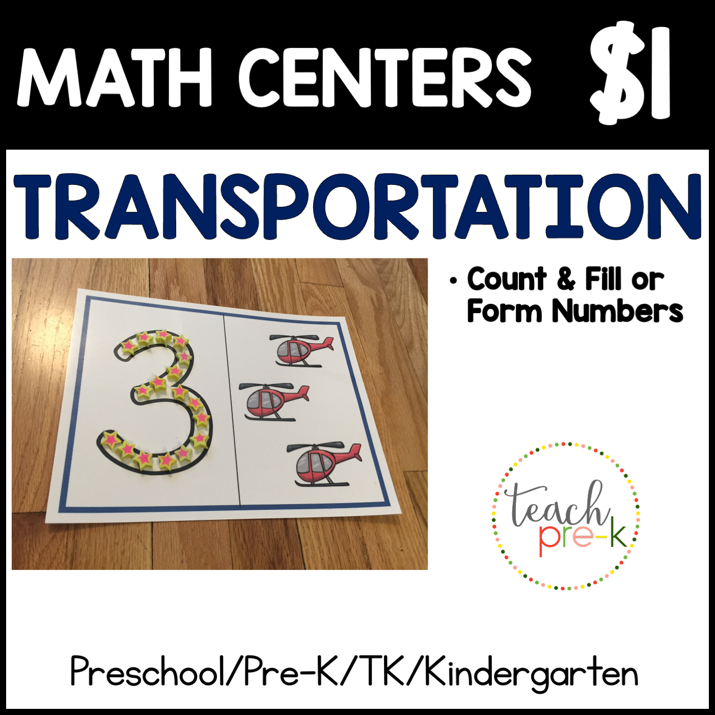 Transportation Math Centers/Count & Fill or Trace the Number