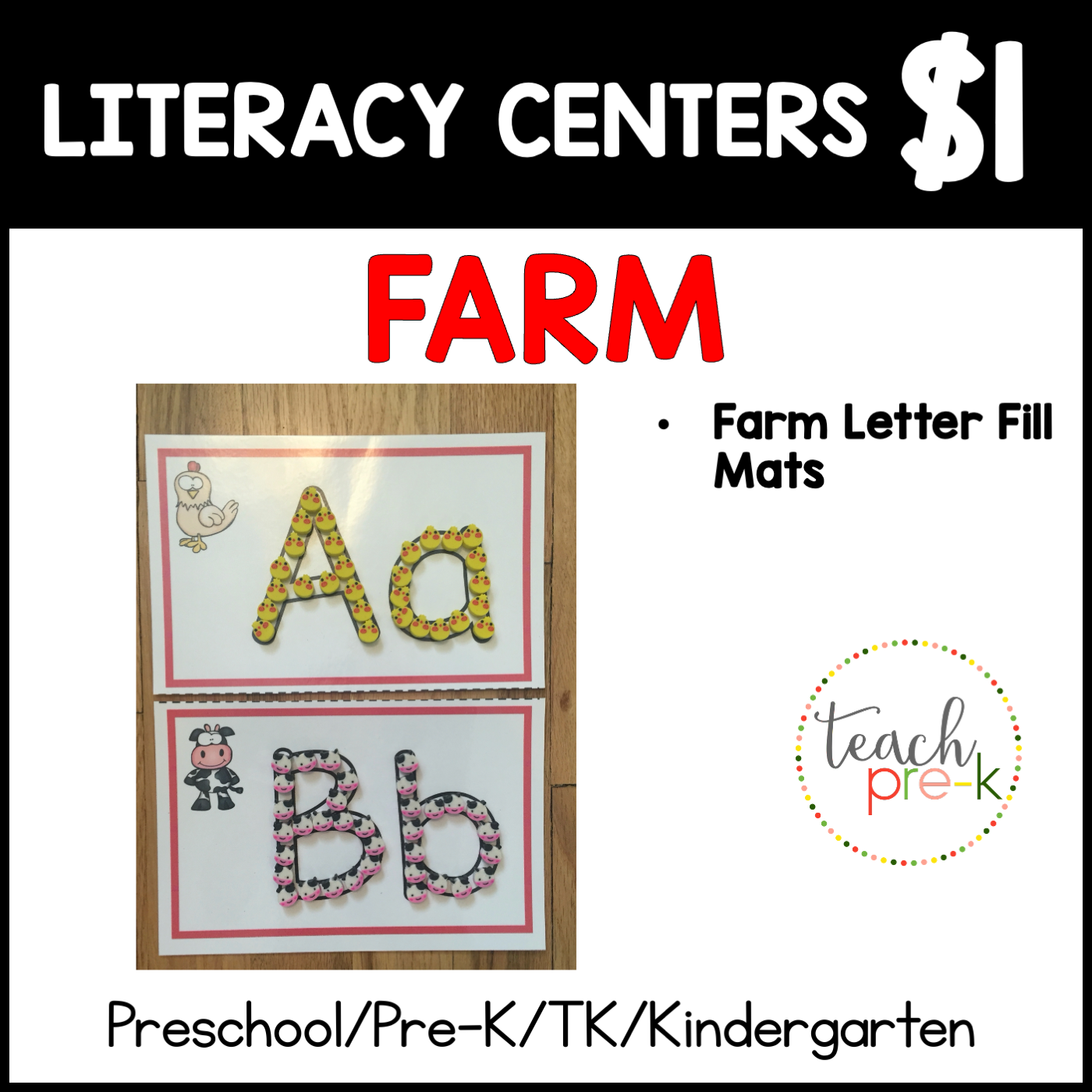 Farm Literacy Centers/Fill & Form the Letters Mats (Copy)