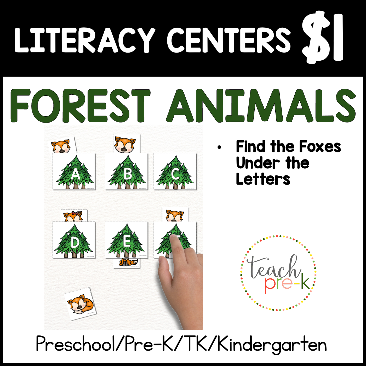 Forest Animals Literacy Centers/Find The Foxes Behind The Letter Trees
