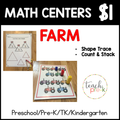 Farm Math Centers/Chicken Shape Trace, & Tractor Count & Stack 1-5 &1-10