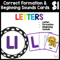 $1 Letters, Formation, & Beginning Sounds Cards-L