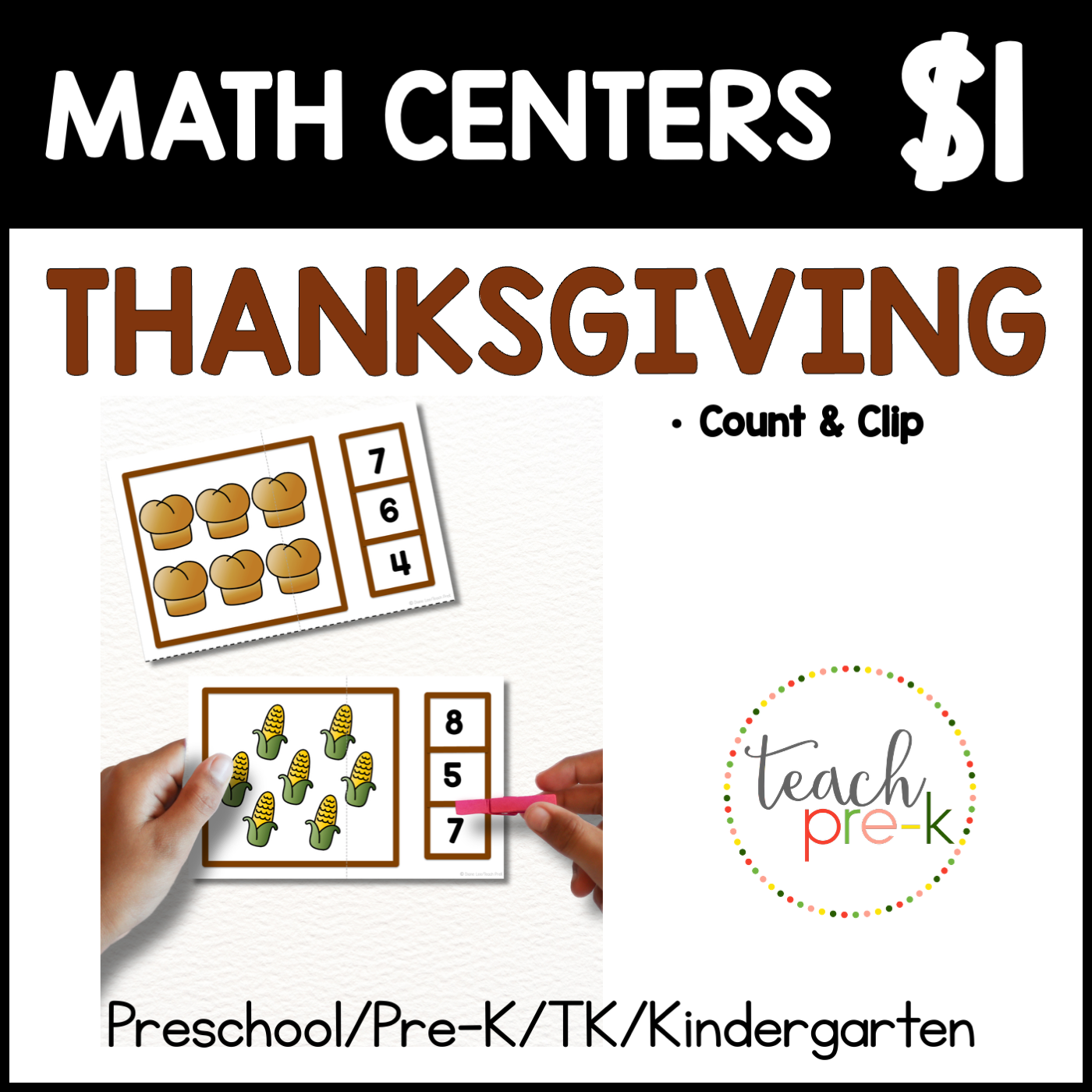 Thanksgiving Math Centers/Count & Clip