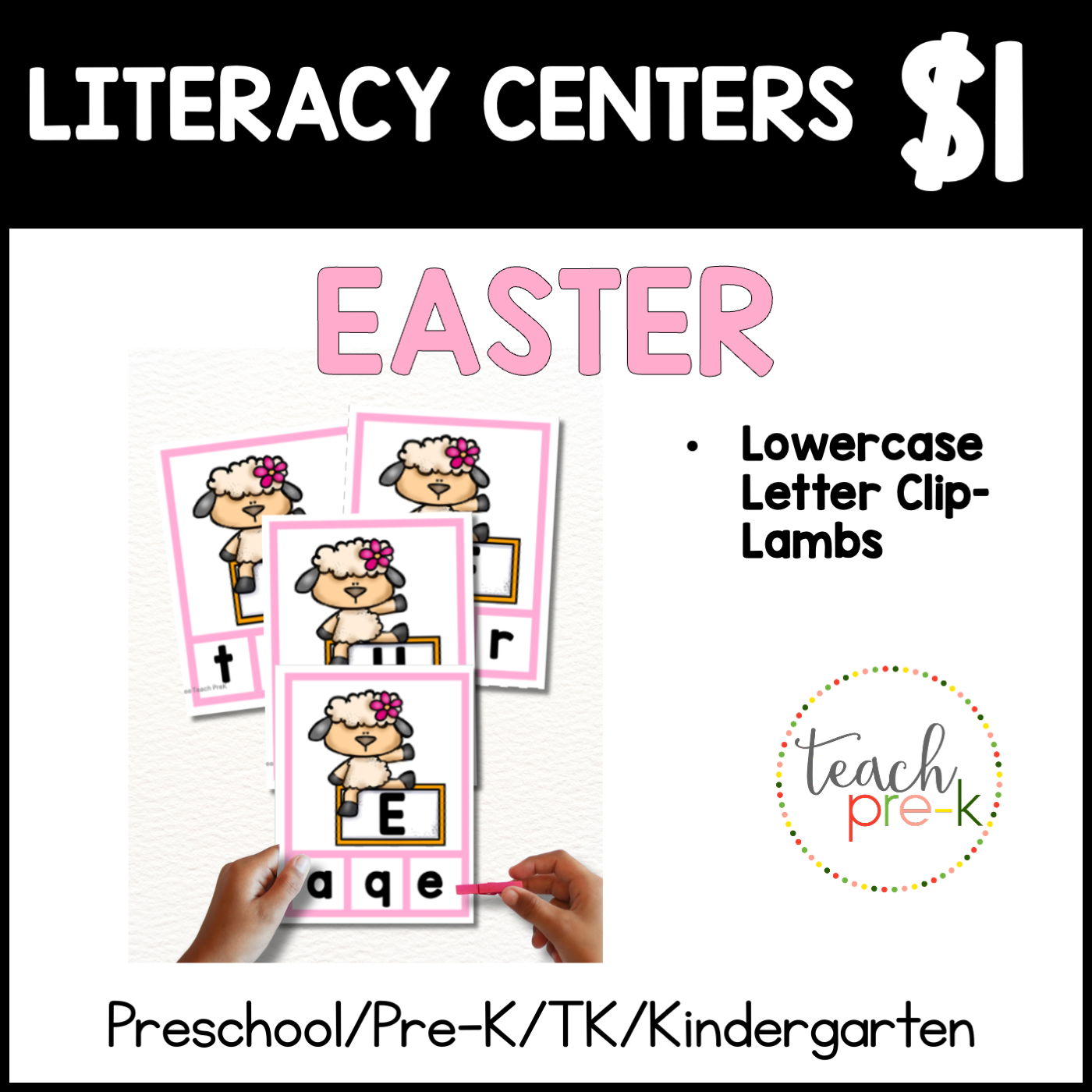Easter Literacy Centers/Lowercase Letter Clip Lambs