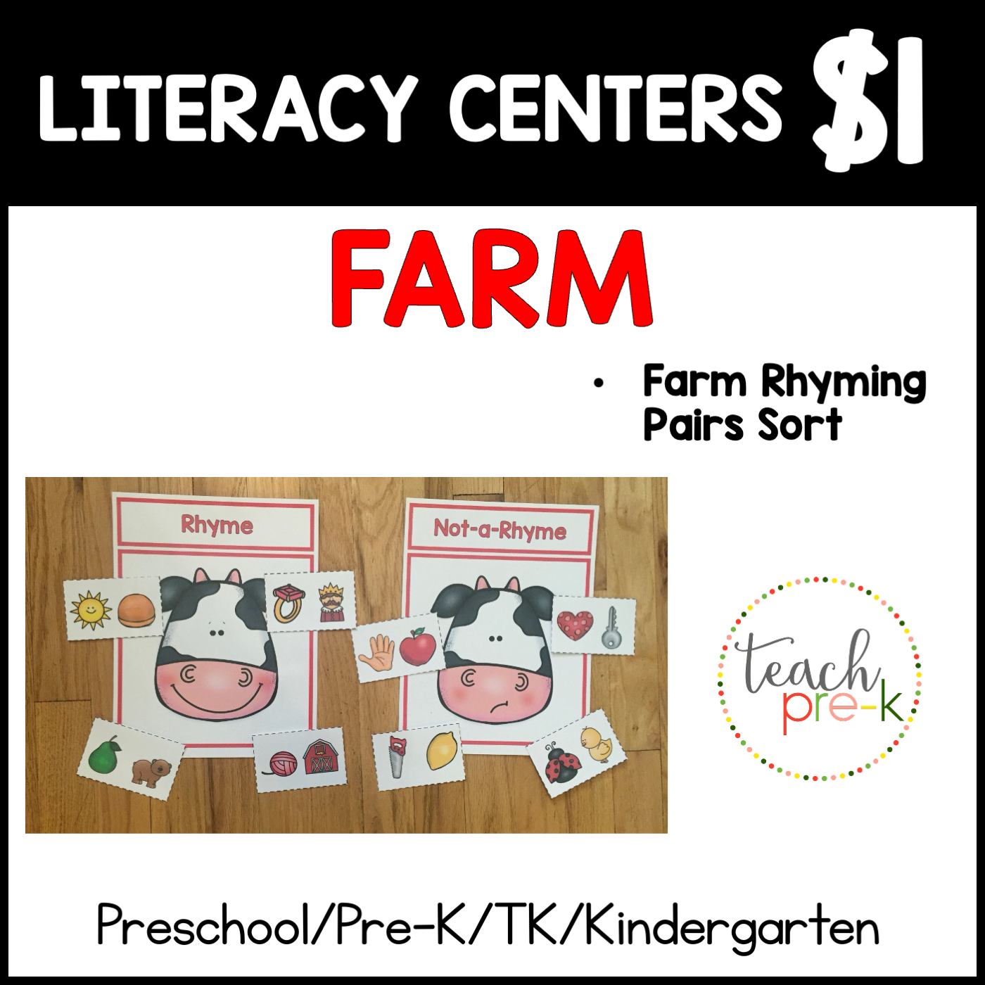 Farm Literacy Centers/Rhyming Pairs Sort