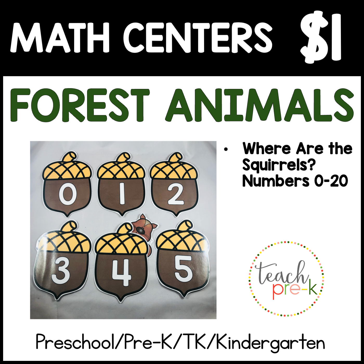 Forest Animals Math Centers/Where is the Squirrel?