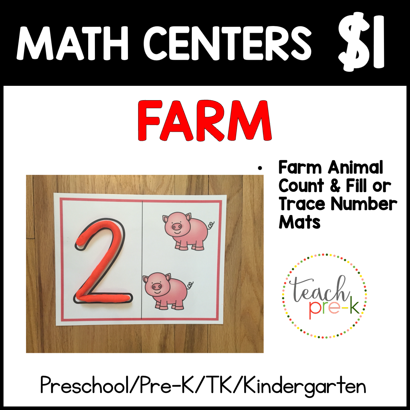 Farm Math Centers/Count & Fill or Trace the Number