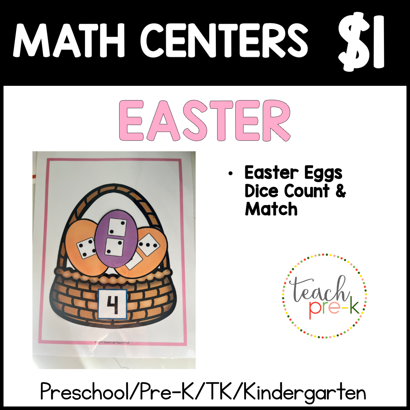 Easter Math Centers/Easter Egg Dice Count & Match