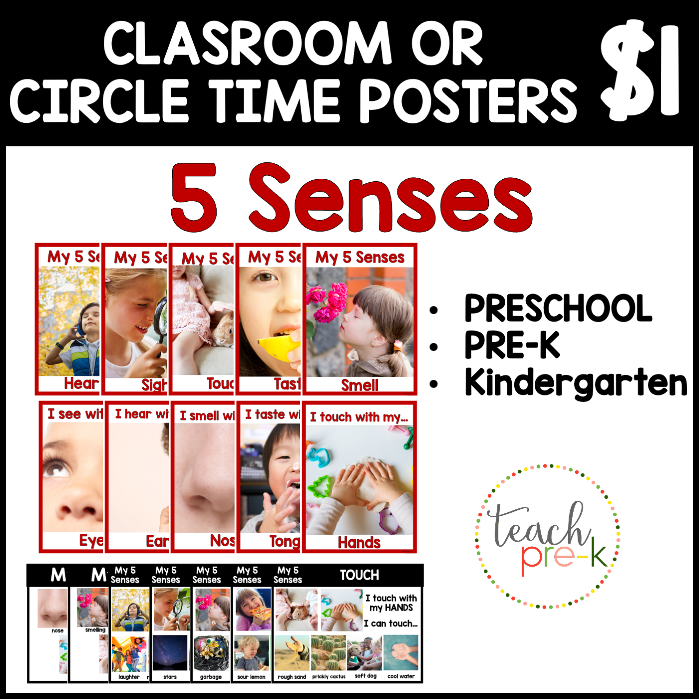 5 Senses Theme Classroom Posters