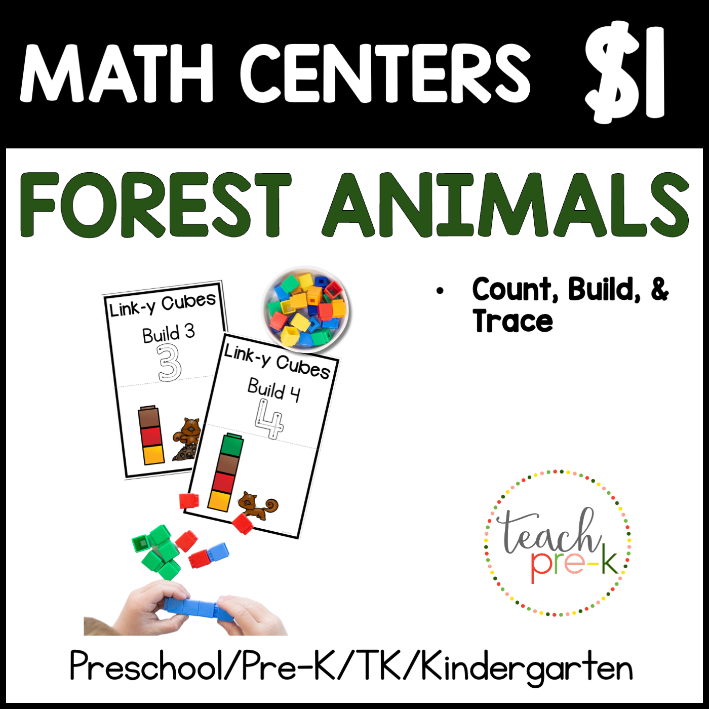 Forest Animals Math Centers/Count, Build & Trace