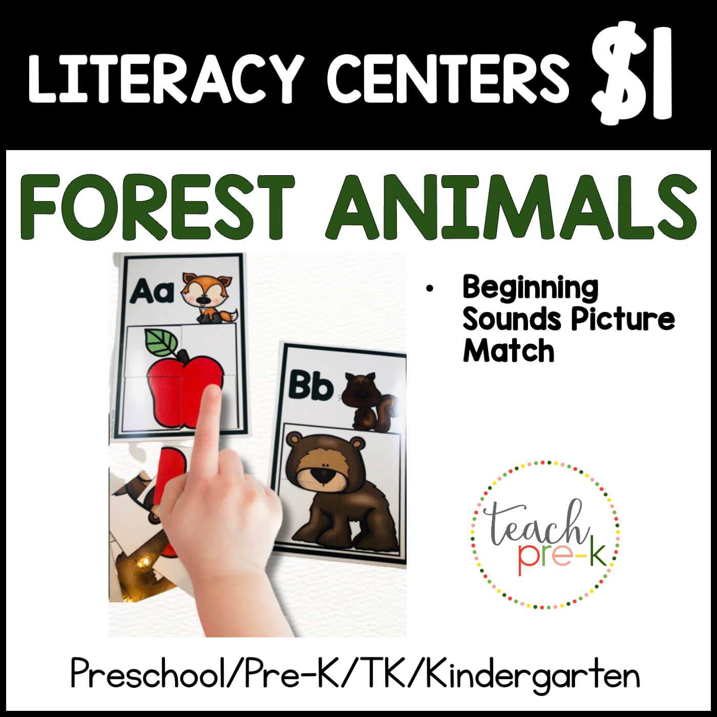 Forest Animals Literacy Centers/Beginning Sounds Picture Mats