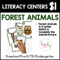 Forest Animals Literacy Centers/A-Z Letter Match to Complete the Animal Picture