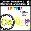 $1 Letters, Formation, & Beginning Sounds Cards-O