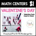 Valentine's Day Math Centers/Valentine Owls Count & Stack