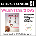 Valentine's Day Literacy Centers/What Rhymes With...? Rhyming Word Families Sorting Mats