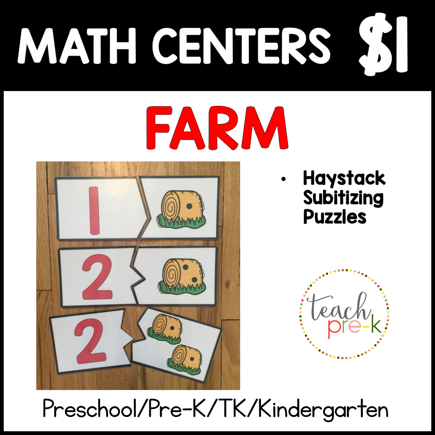 Farm Math Centers/Haystack Subitizing 2-Part Puzzles