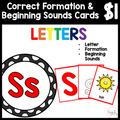 $1 Letters, Formation, & Beginning Sounds Cards-S