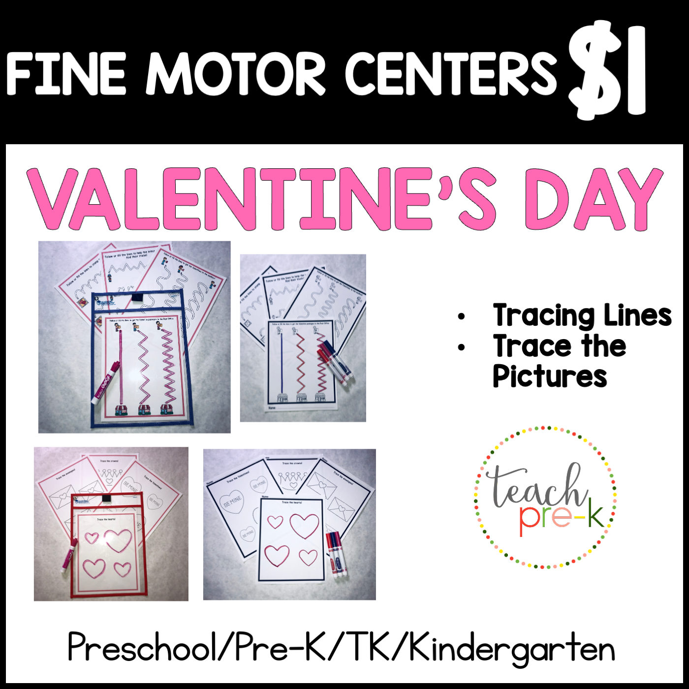 Valentine's Day Fine Motor Centers/Tracing Lines & Trace the Pictures