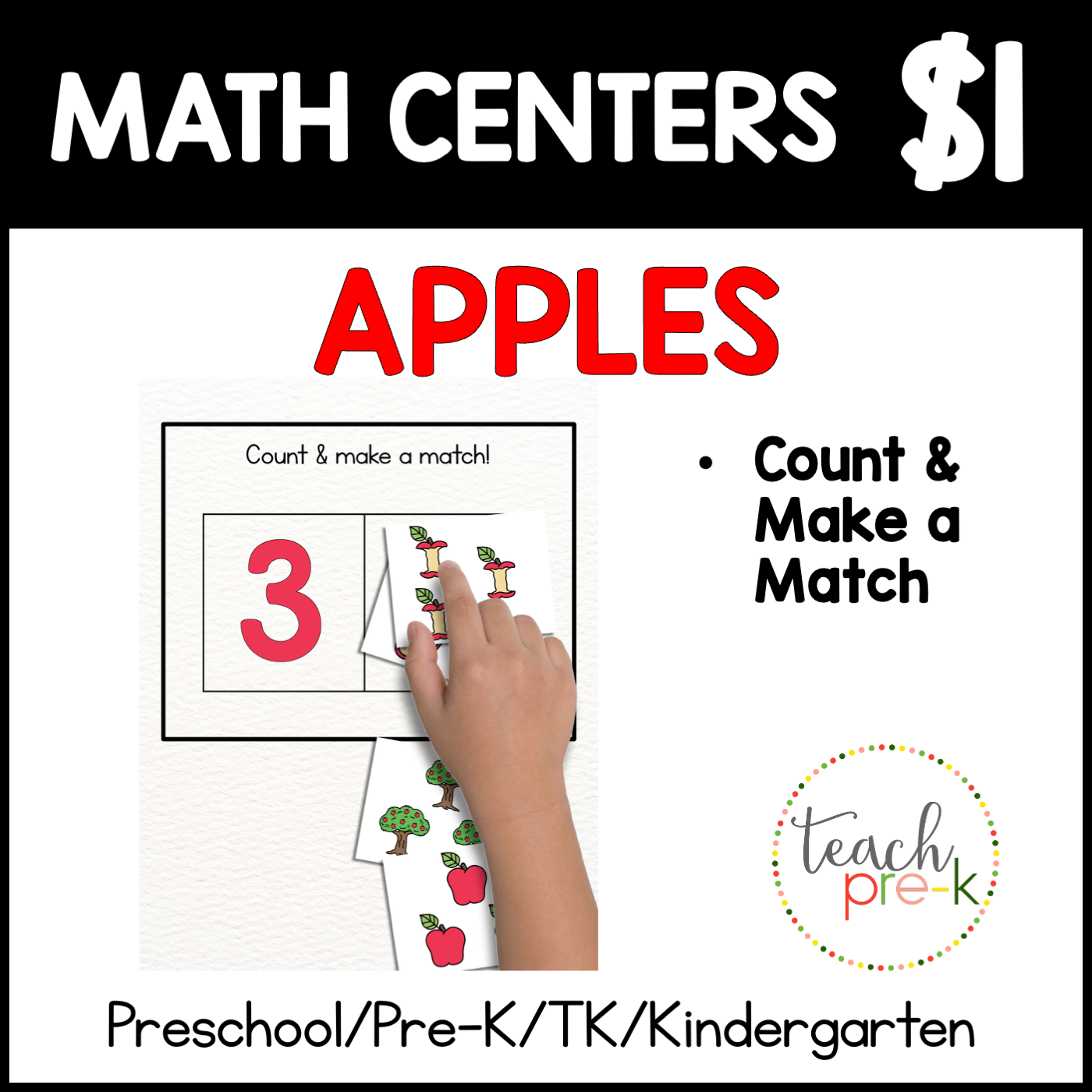 Apples Math Centers/Count & Match 4