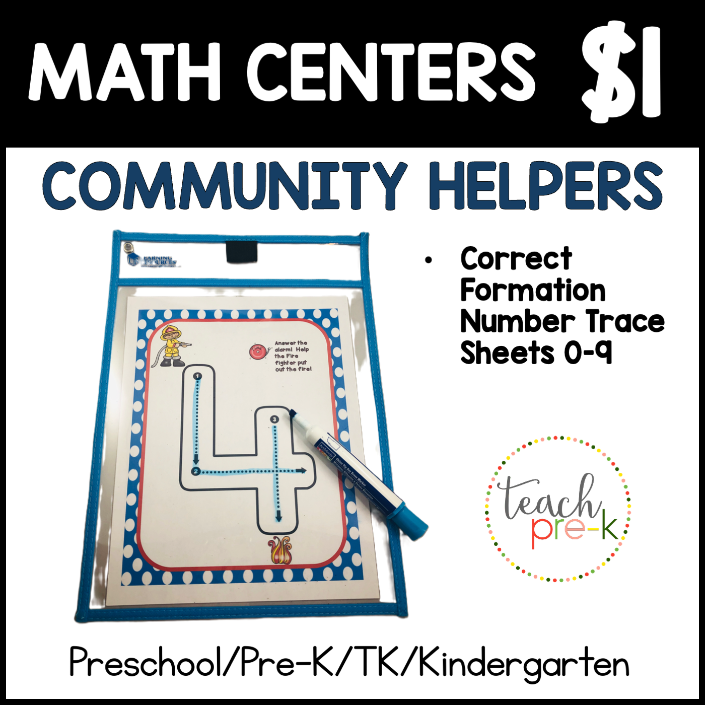Community Helpers Math Centers/Correct Formation Numbers 0-9