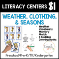 Weather Literacy Centers/Foldable Coloring Book & Vocabulary Memory Matching Cards