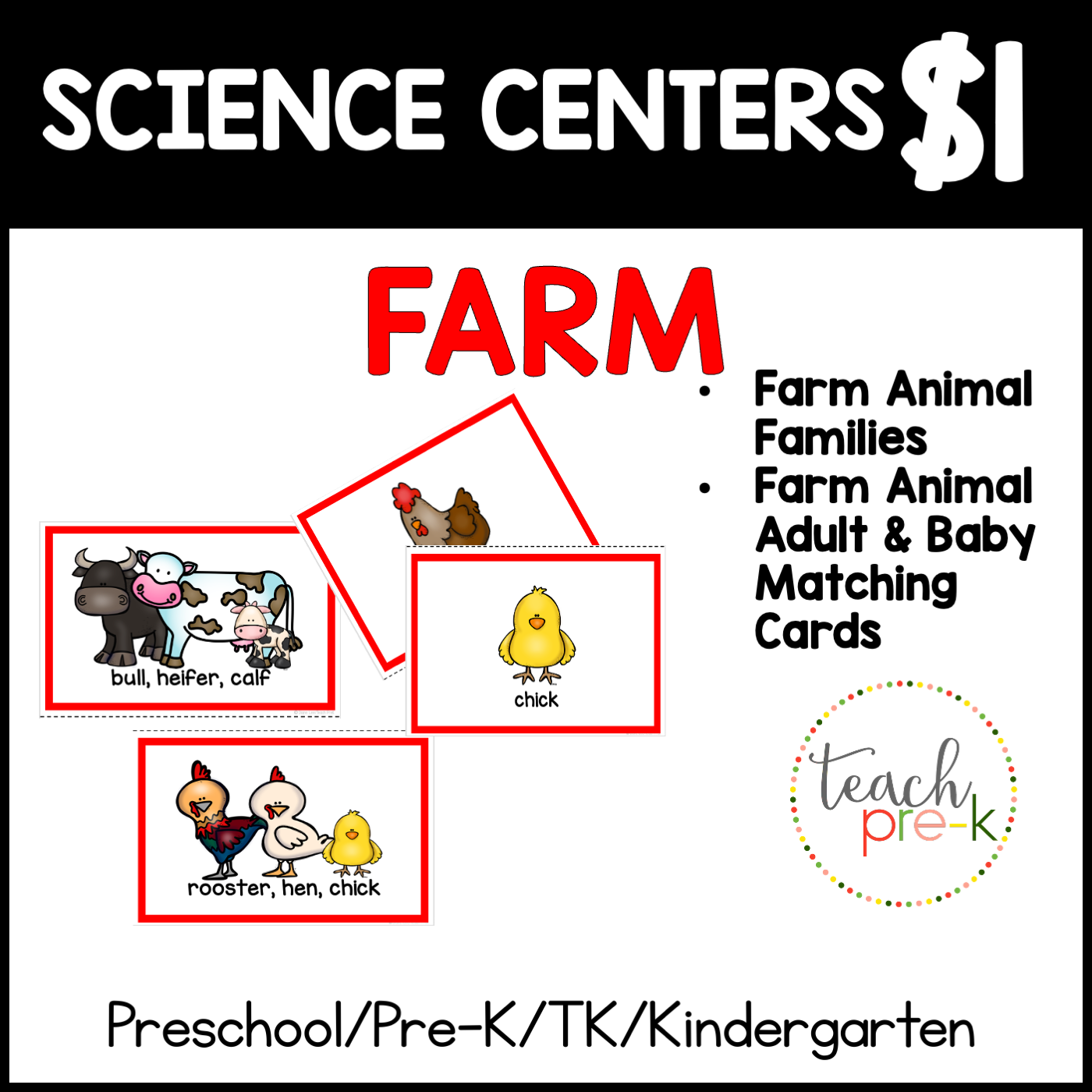 Farm Science Centers/Farm Animal Families, & Farm Animal & Baby Matching Cards