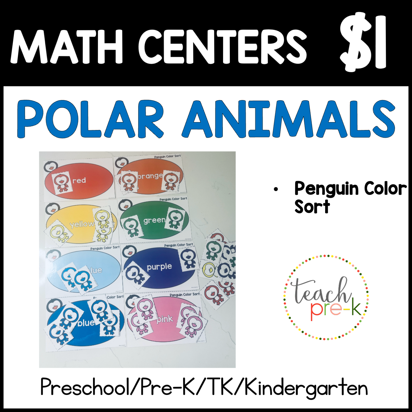 Polar Animals Math Centers/Penguin Color Sort