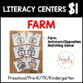 Farm Literacy Centers/Antonym Matching Cards