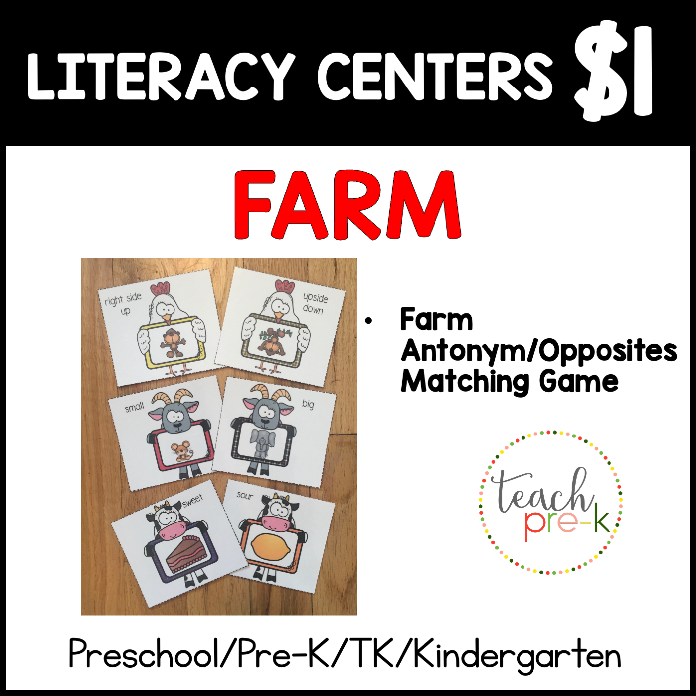 Farm Literacy Centers/Antonym Matching Cards