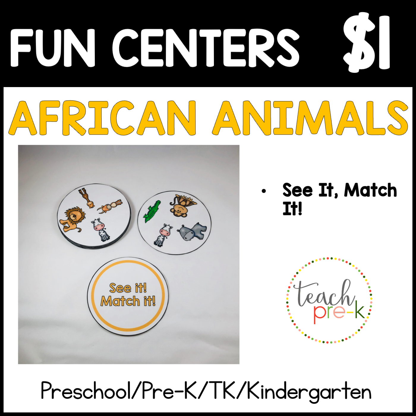 African Animals Fun Centers/See It, Match It Game