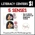 5 Senses Literacy Centers/See & Match Letters or Sounds