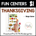 Thanksgiving Fun Centers/Bingo Game