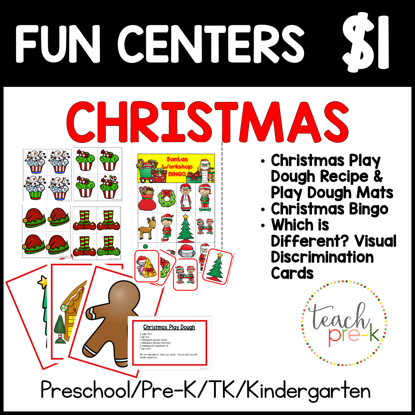 Christmas Fun Centers/Bingo, Which is Different?, Play Dough Mats
