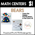 Bears Math Centers/Shape Trace, & Count & Place the Bears in Caves Mats