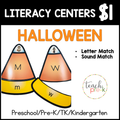 Halloween Literacy Centers/Candy Corn Letter & Sound Match