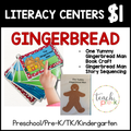 Gingerbread Literacy Centers/ The Gingerbread Man Story Sequencing Kit, One Yummy Gingerbread Man Book to Make