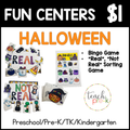 Halloween Fun Centers/Bingo, & Real/Not Real Sorting Game