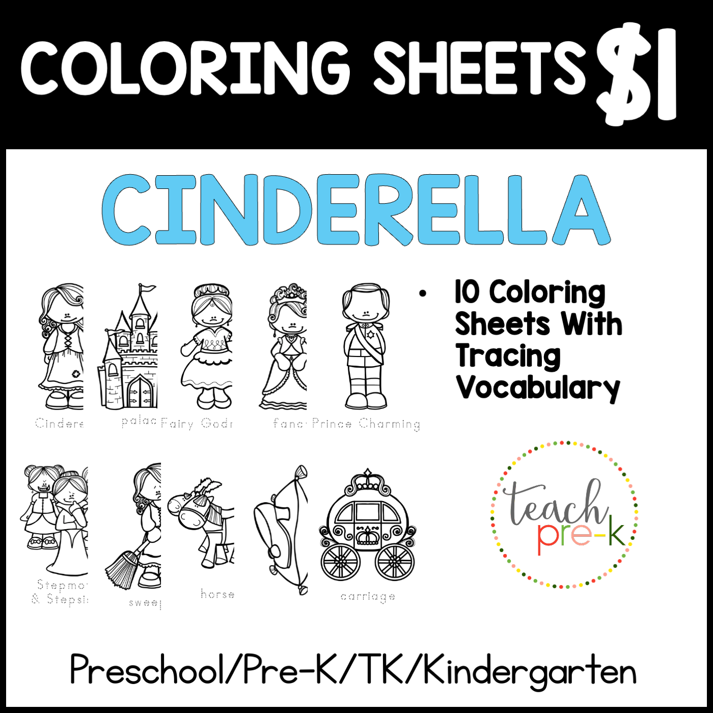 Cinderella Coloring Sheets