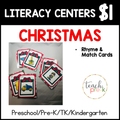 Christmas Literacy Centers/Rhyme & Match Cards
