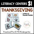 Thanksgiving Literacy Centers/Letter & Sounds Puzzles