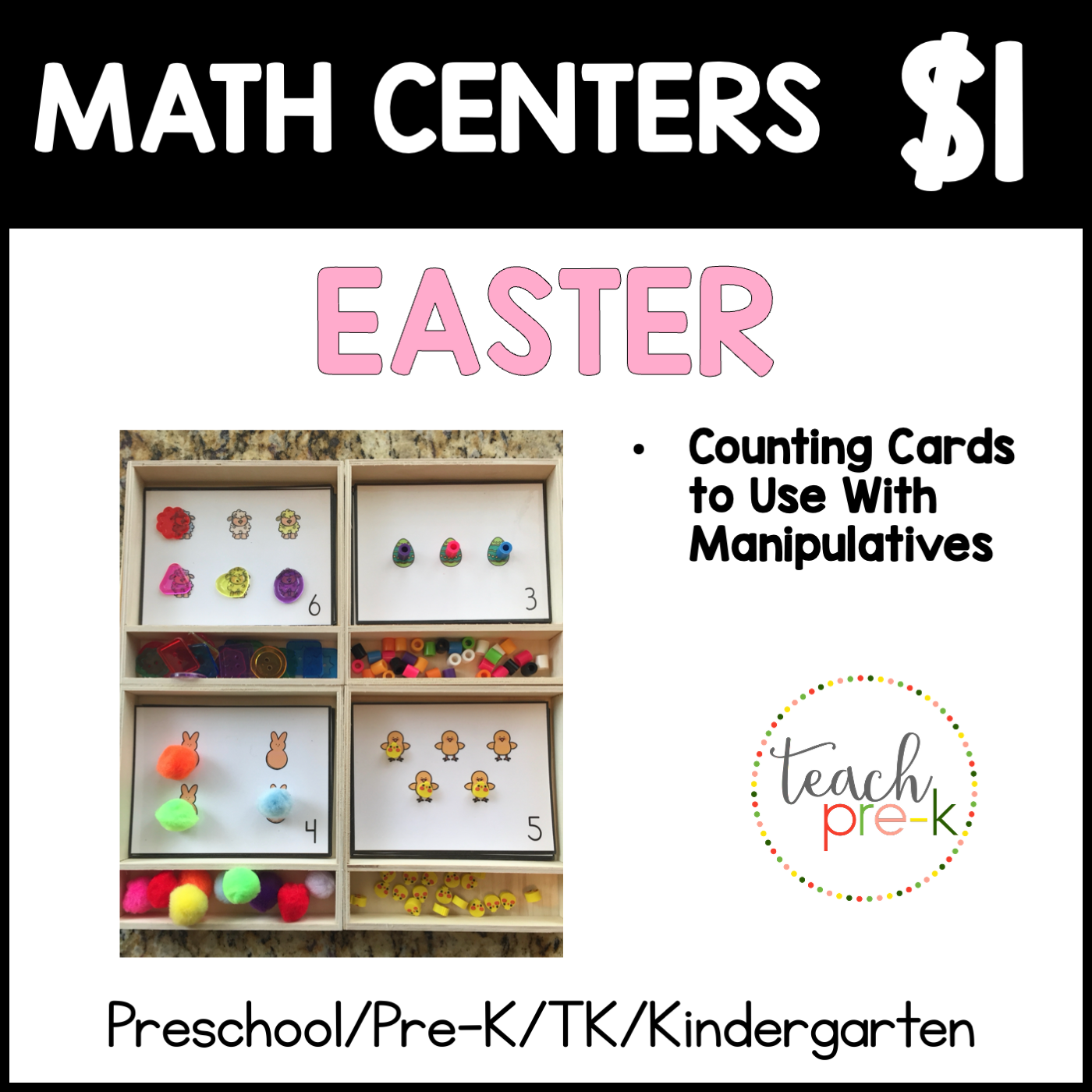 Easter Math Centers/Counting Cards For Use With Manipulatives
