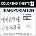Transportation Coloring Sheets