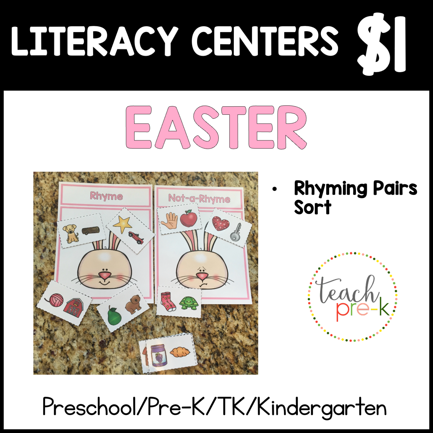 Easter Literacy Centers/Rhyming Pairs Sort