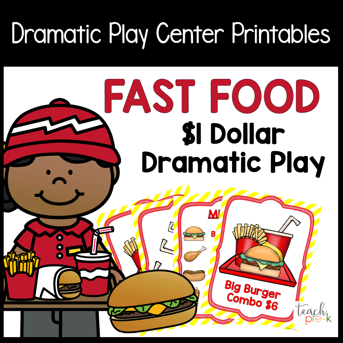 Fast Food/Burger Restaurant Dramatic Play Set