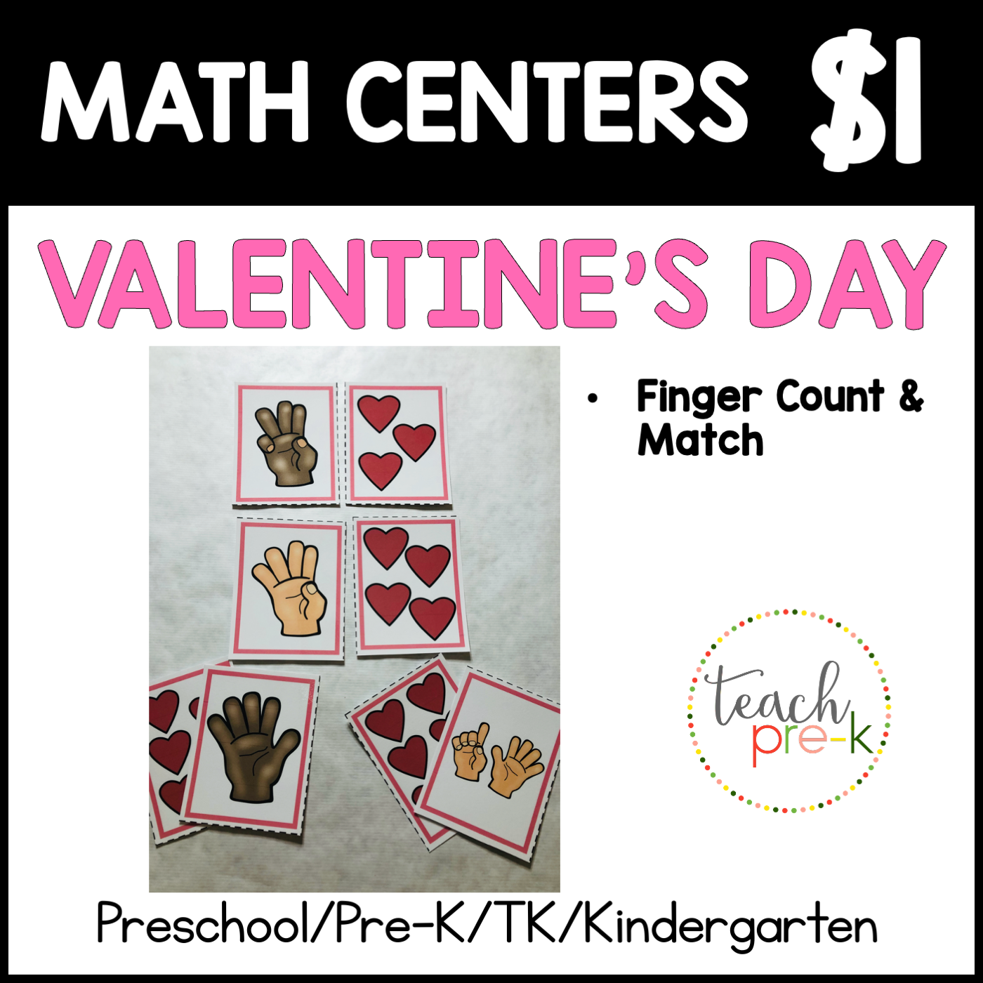 Valentine's Day Math Centers/Finger Count & Match